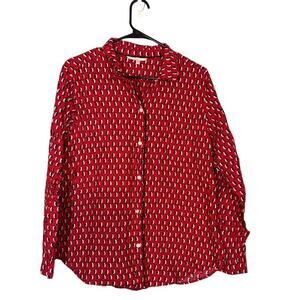 Victoria’s Secret Women’s Red Penguin Graphic Long Sleeve Cotton Lounge Shirt Lg